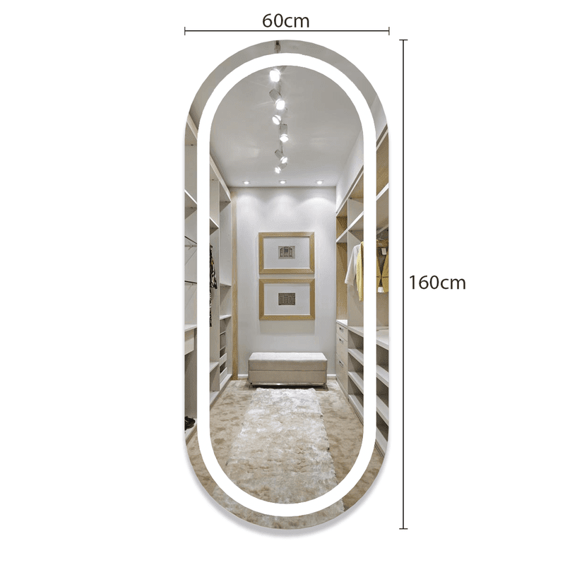 Espelho com LED Iluminado Cápsula Corpo Inteiro Decor 44W/m IRC+97 4 Espelho Com Led Iluminado Cápsula Corpo Inteiro Medidas