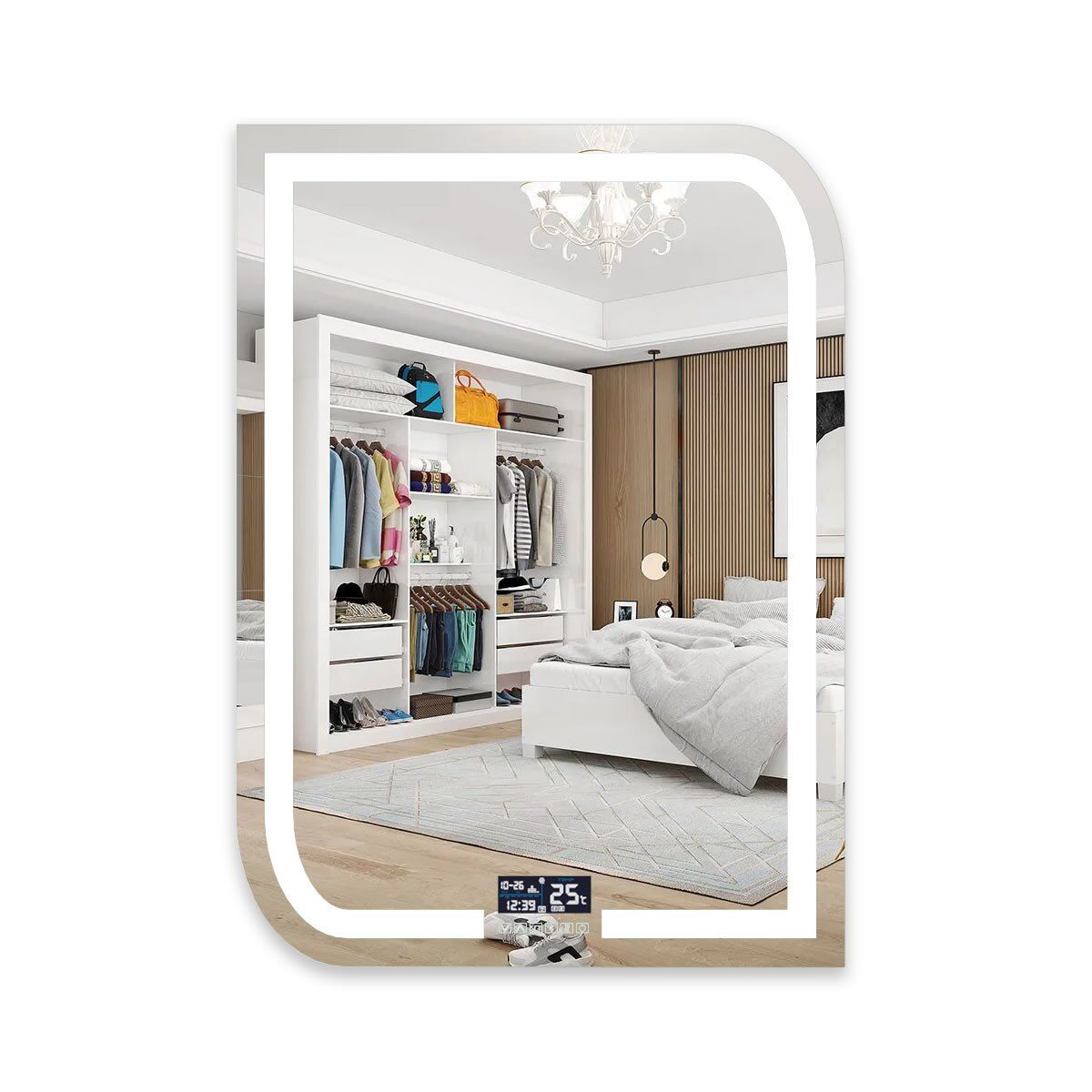 Espelho com LED e Tela Touch Elegance PRO 95W/m 2 Espelho Com Led Iluminado Elegance Frente