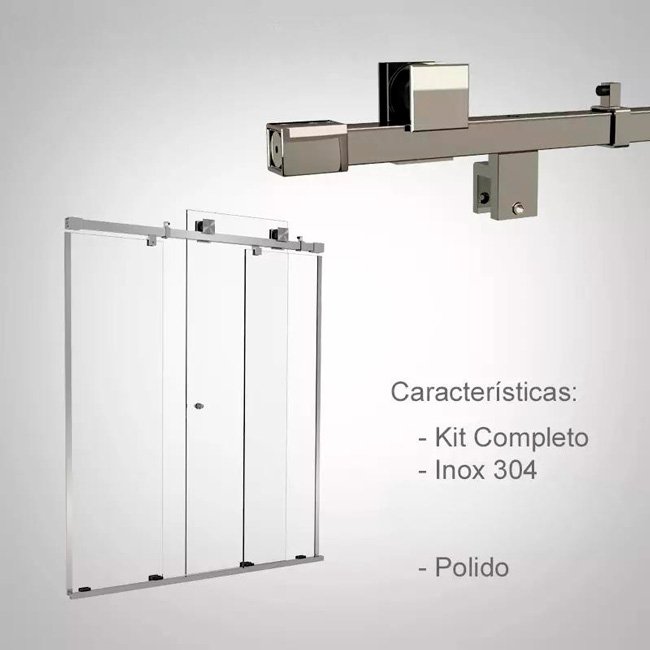 Box de Vidro para Banheiro Quadratto 6 Box De Banheiro Modelo Quadratto Inox Polido Cromado
