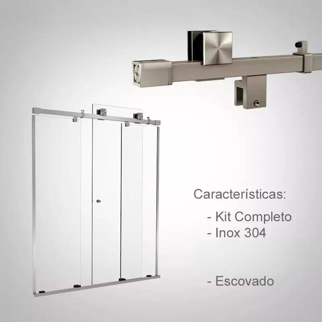 Box de Vidro para Banheiro Quadratto 7 Box De Banheiro Modelo Quadratto Inox Polido Cromado