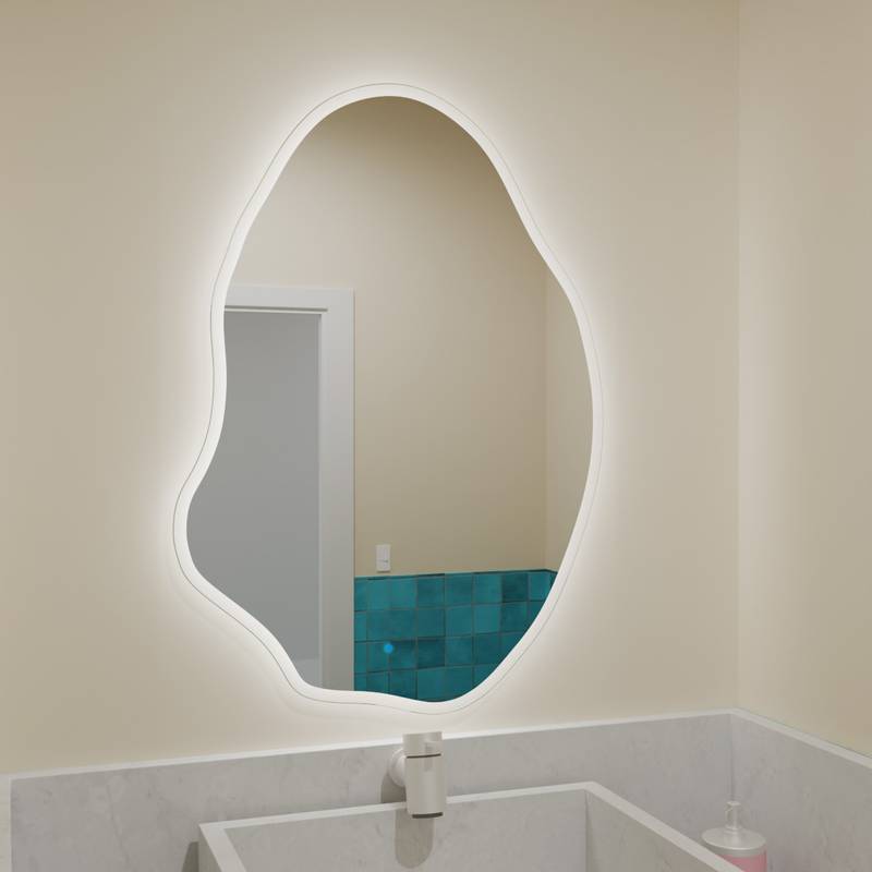 Espelho Grande Orgânico Com Led E Touch 70X95Cm