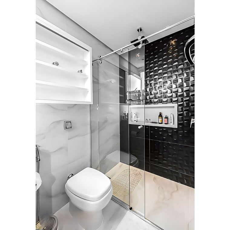 Box de Vidro para Banheiro Elegance Tubo Redondo 5 Box De Banheiro Modelo Elegance Cromado