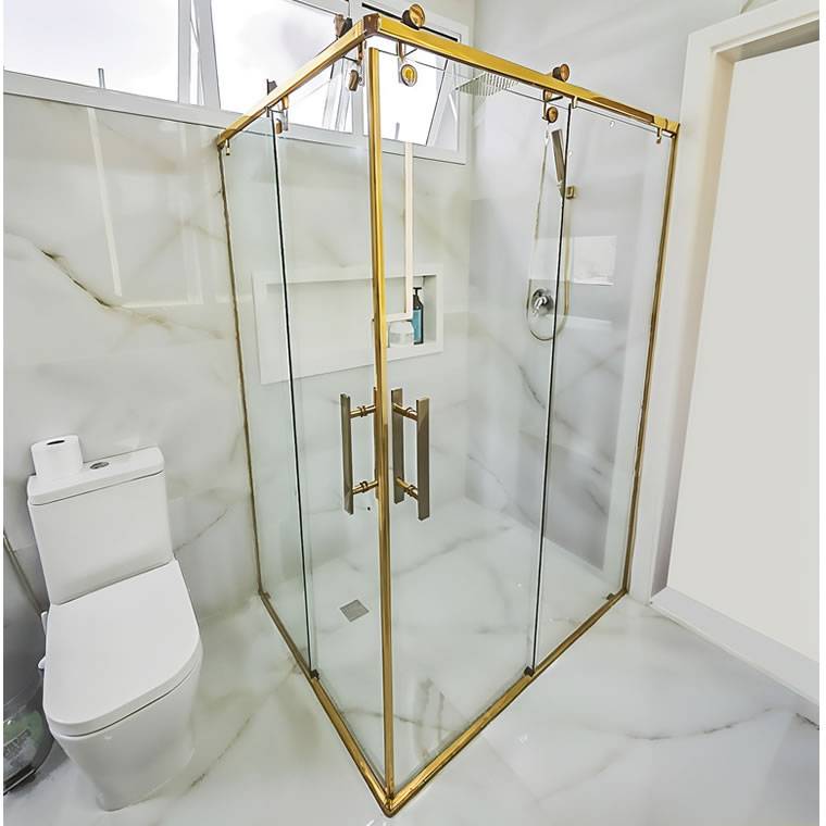 Box de Vidro para Banheiro Elegance Encanto 9 Box De Banheiro Modelo Elegance Canto Dourado