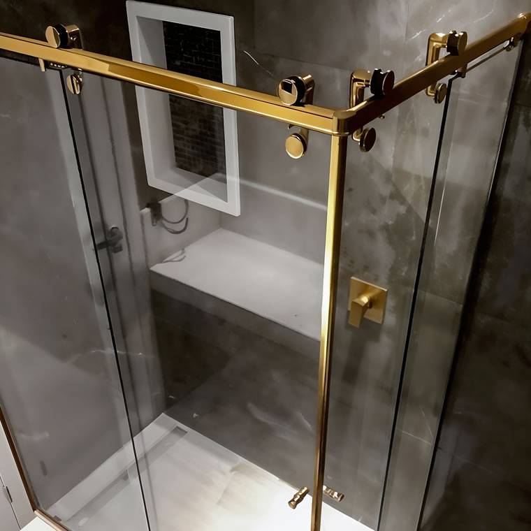Box de Vidro para Banheiro Elegance Encanto 8 Box De Banheiro Modelo Elegance Canto Dourado
