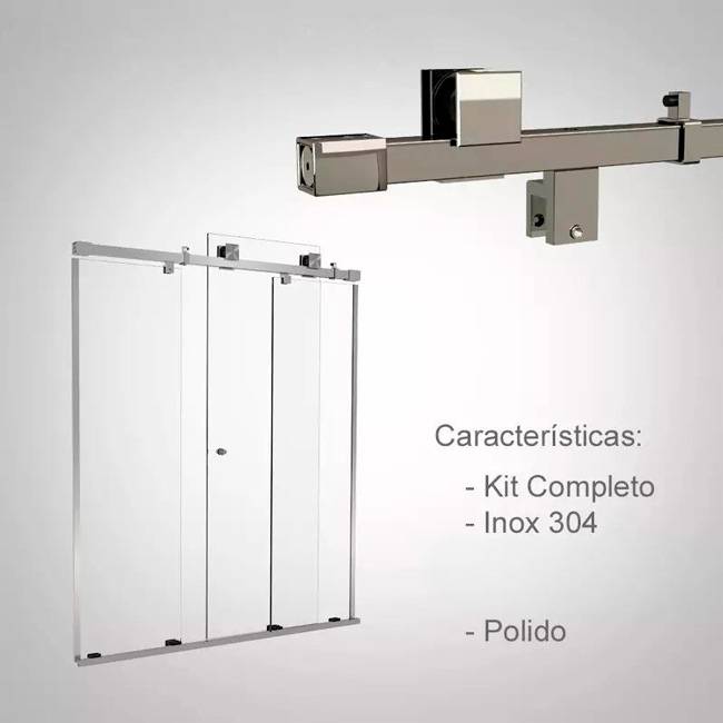 Box de Vidro para Banheiro Quadratto 6 Box De Banheiro Modelo Quadratto Inox Polido Cromado
