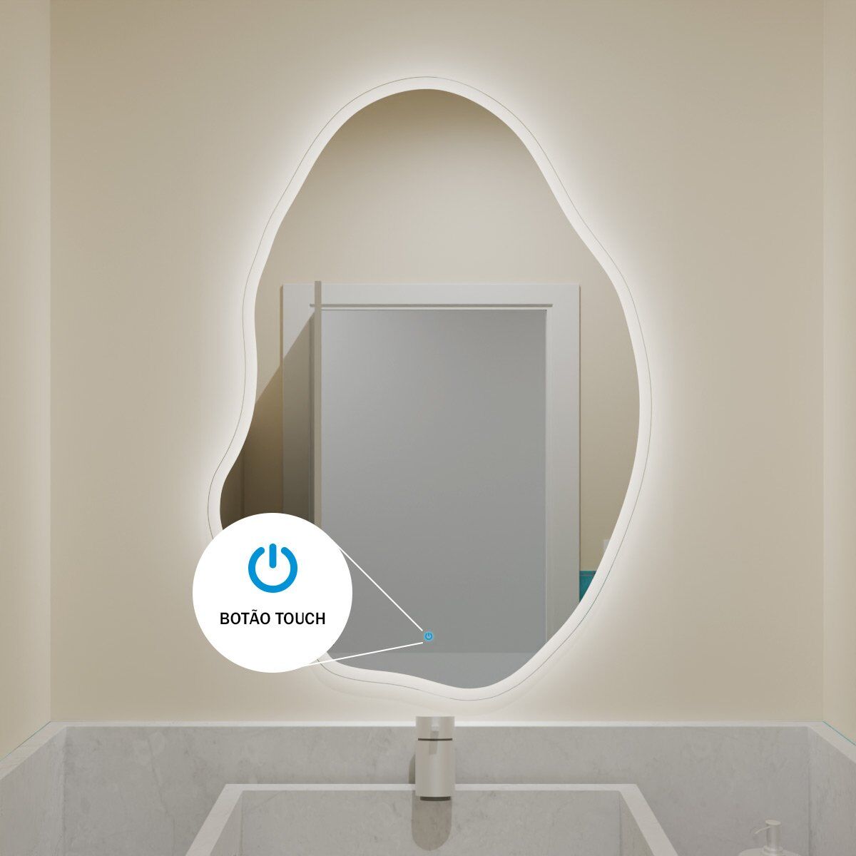 Espelho Grande Orgânico com Led e Touch 70x95cm 8 Espelho_Organico_70X95_Touch