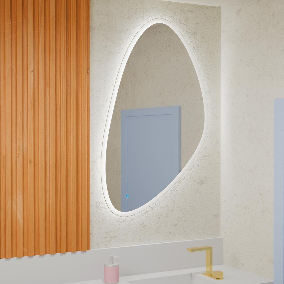 Espelho Orgânico Grande Com Led E Touch 84X135Cm