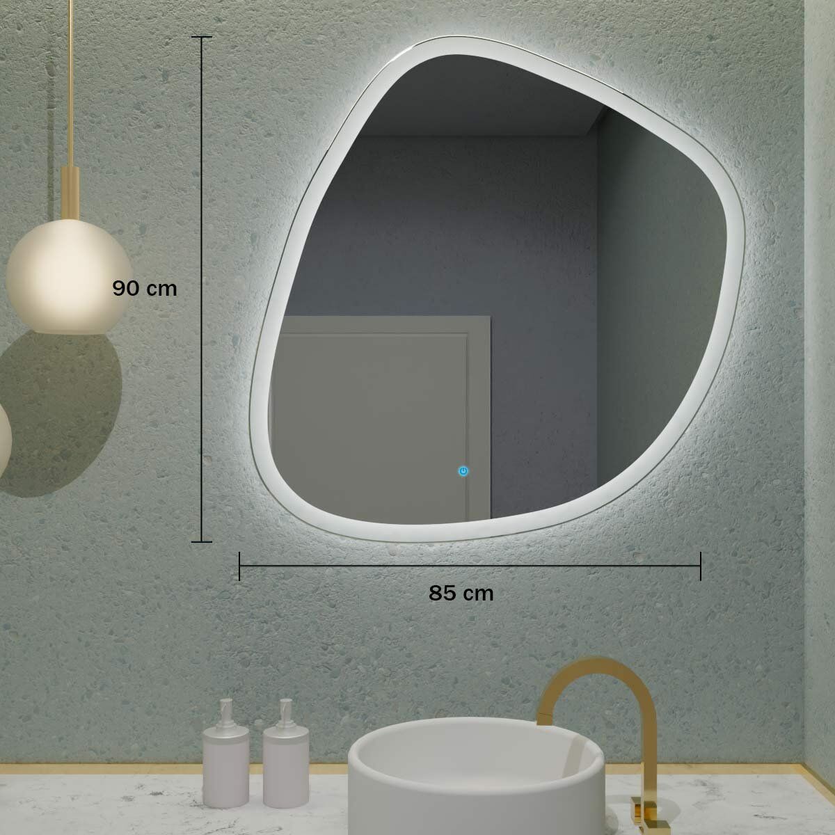 Espelho Orgânico com Led e Touch 85x90cm 7 Espelho_Organico_85X90_Medidas_4000K