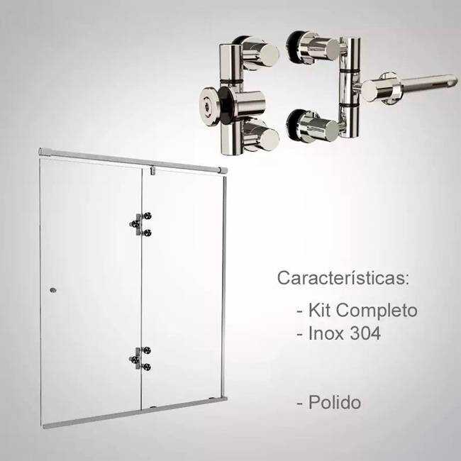 Box de Vidro para Banheiro Cristal 4 Box De Banheiro Modelo Cristal Inox Polido Cromado