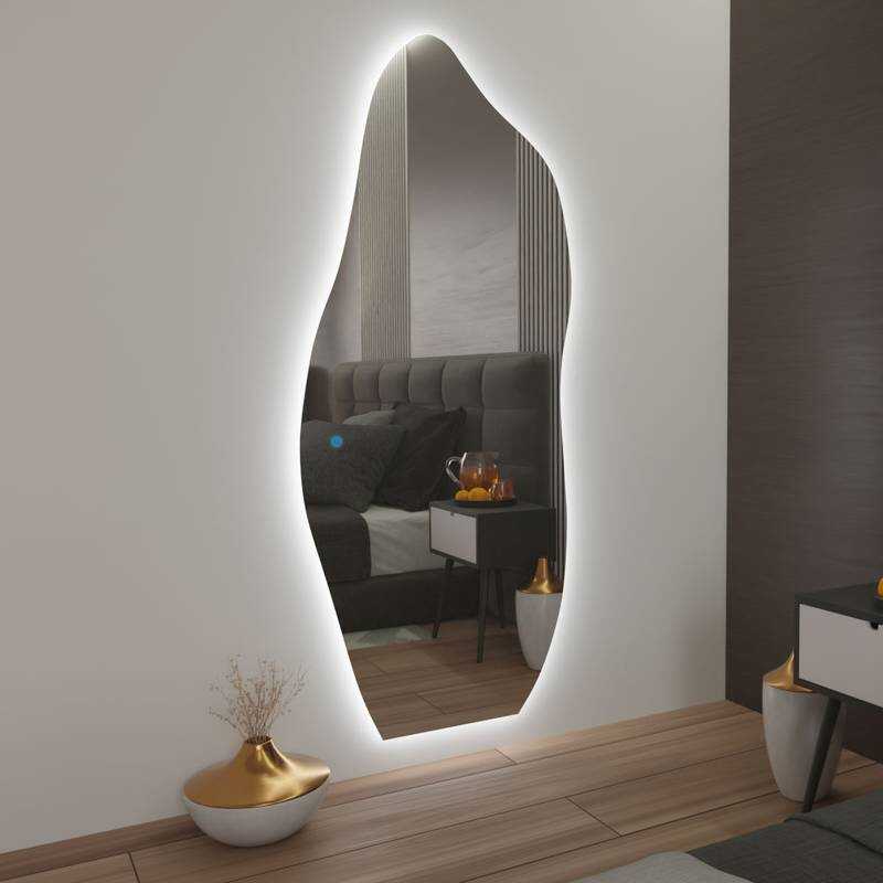 Espelho Grande Orgânico com Led e Touch 80x180 cm 1 Espelho Sala Grande Orgânico Com Led E Touch