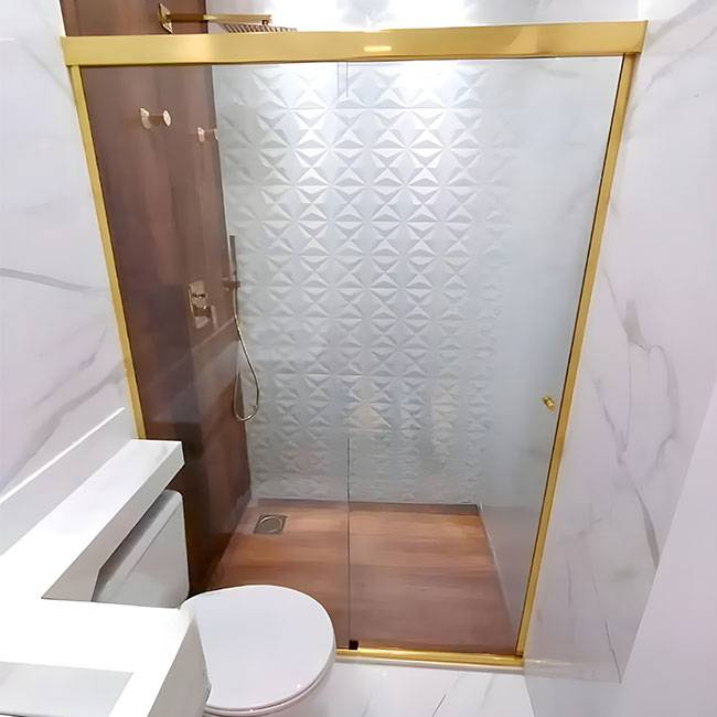 Box de Vidro para Banheiro Modelo Reto 6 Box De Banheiro Modelo Reto Dourado