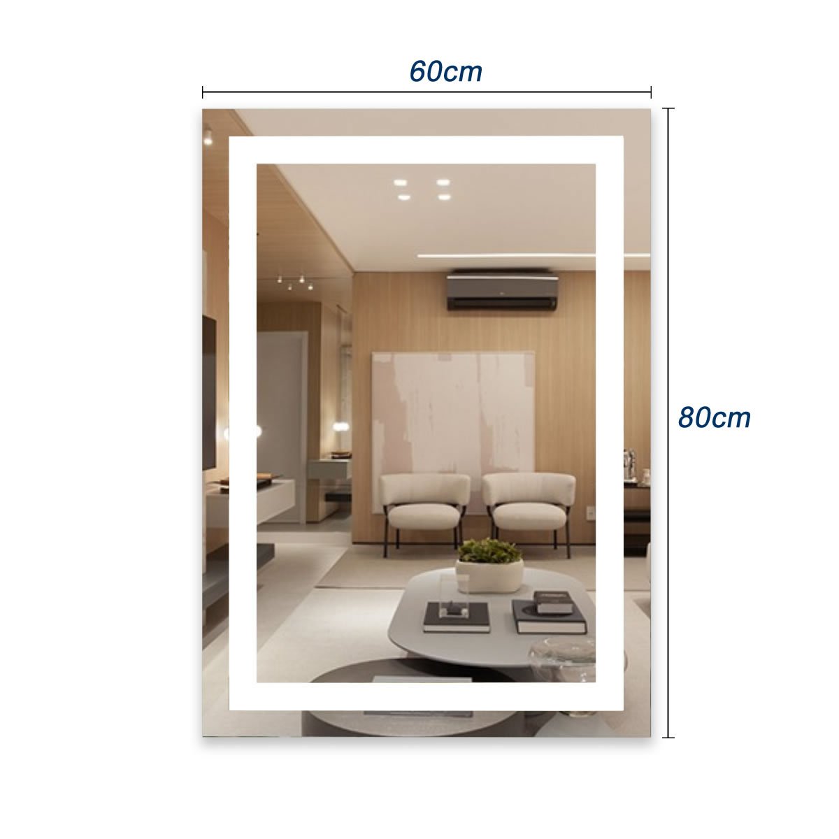 Espelho com LED Iluminado Decor 44W/m IRC+97 5 Espelho Com Led Iluminado Medida