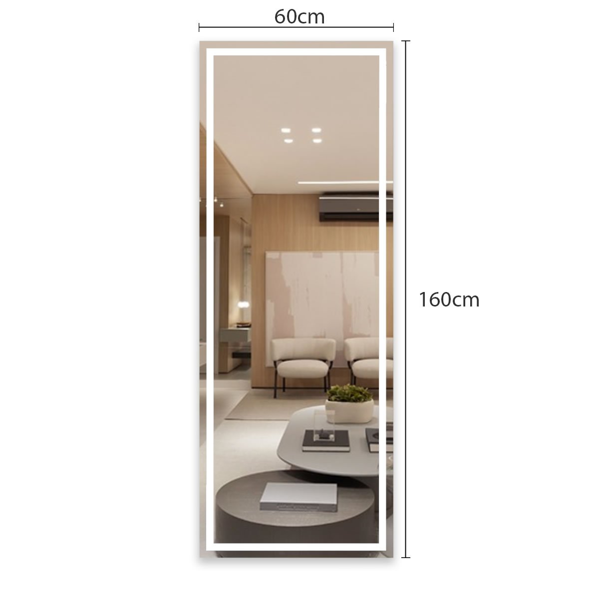 Espelho com LED Iluminado Corpo Inteiro PRO 95W/m IRC+97 4 Espelho Com Led Iluminado Corpo Inteiro Medidas