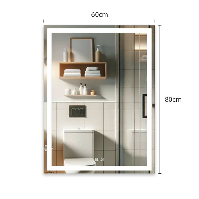 Espelho com LED Iluminado Desembaçador Decor | 44W/m | IRC+97 | 80x60cm 5 Espelho Com Led Iluminado Desembaçador Medidas