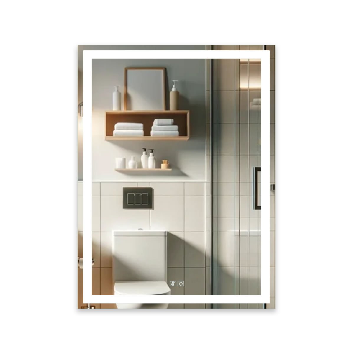Espelho com LED Iluminado Desembaçador Decor | 44W/m | IRC+97 | 80x60cm 2 Espelho Com Led Iluminado Desembaçador Frente