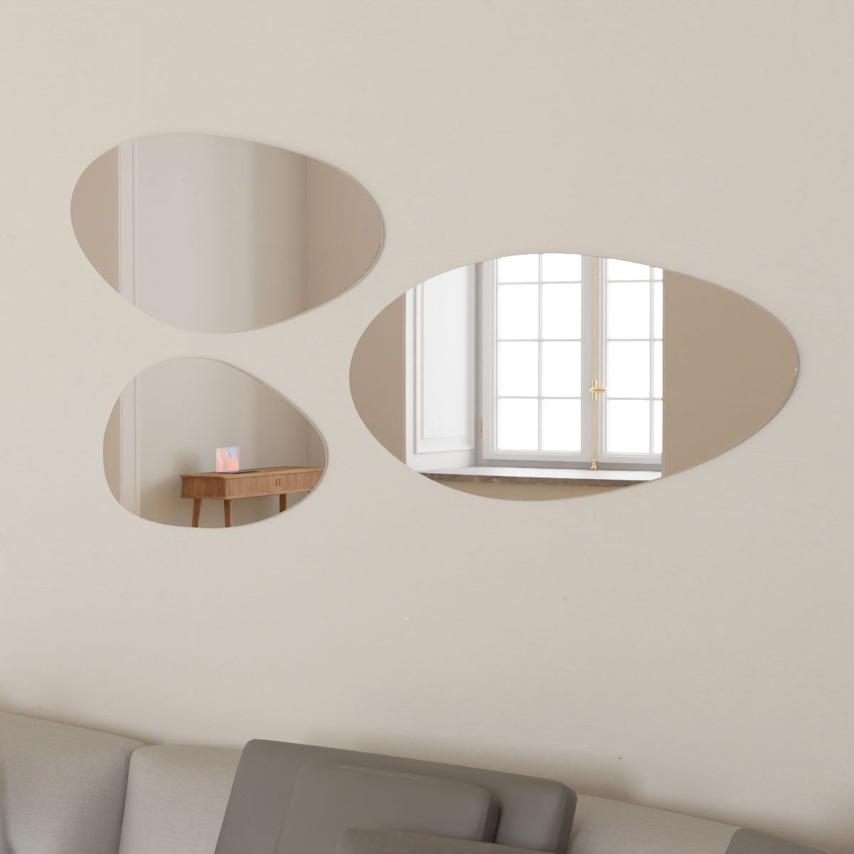 Espelhos Orgânicos Harmonia 166x82cm. 3 Espelhos-Organicos-Harmonia-Lado-1