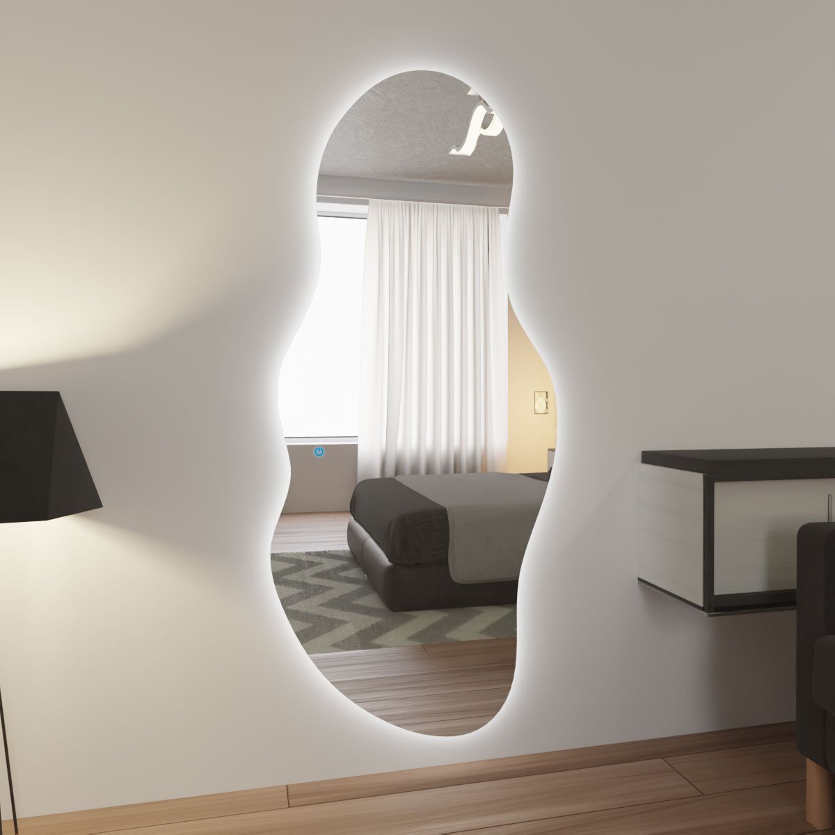 Espelho Grande Orgânico Com Led E Touch