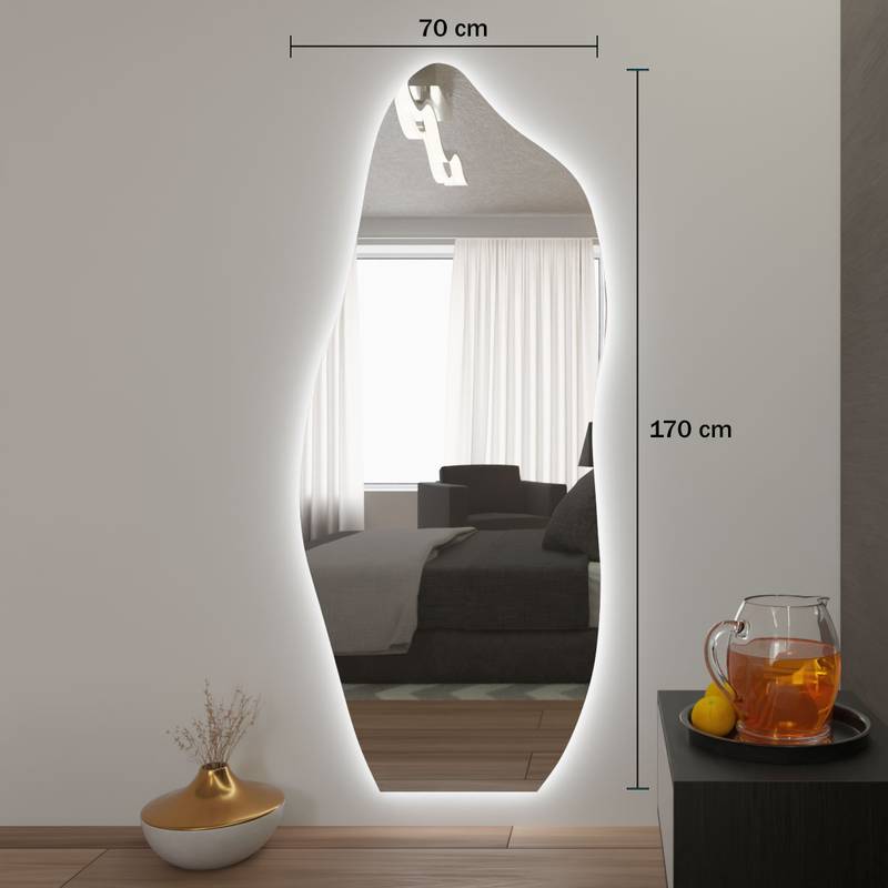 Espelho Grande Orgânico com Led e Touch 70x170cm 7 Espelho Grande Organico De Corpo Inteiro Com Touch