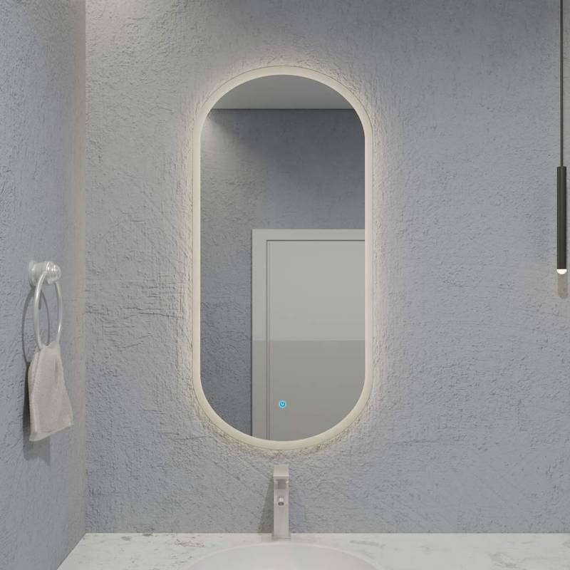 Espelho Capsula com Led e Touch 50x100 cm 4 Espelho_Capsula_50X100_Frente_3000K
