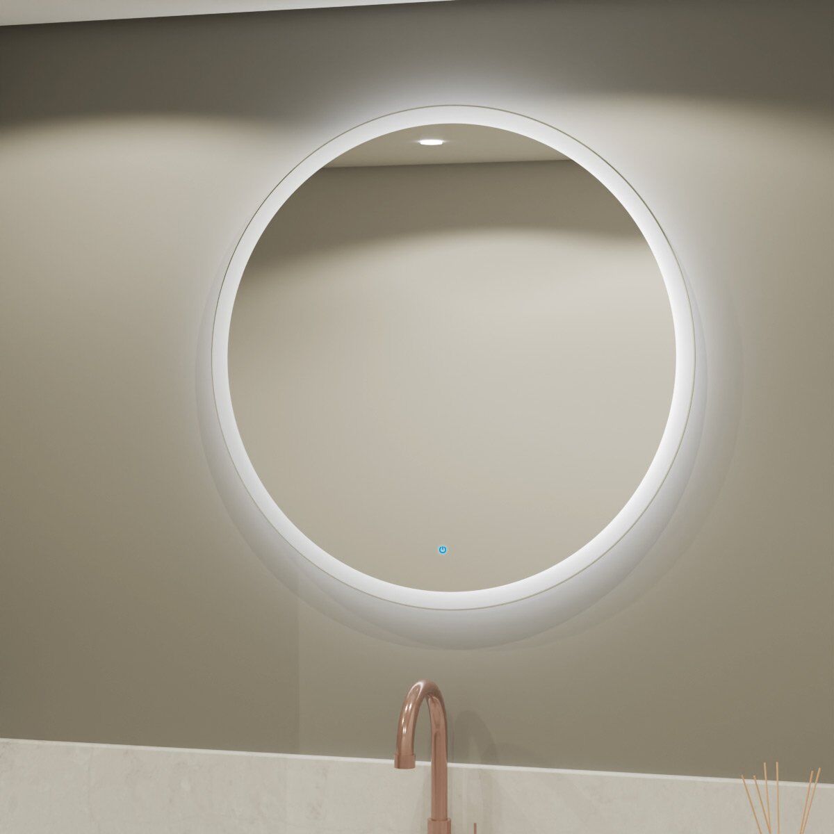 Espelho Diâmetro Com Led E Touch 85X85 Cm
