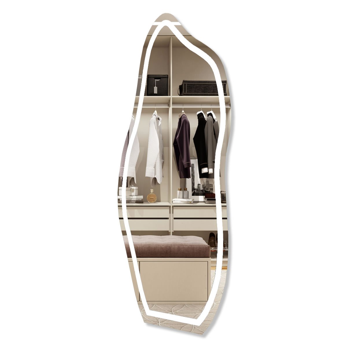 Espelho com LED Iluminado Orgânico Corpo Inteiro Decor 44W/m IRC+97 5 Espelho Com Led Iluminado Orgânico Corpo Inteiro Lado 2