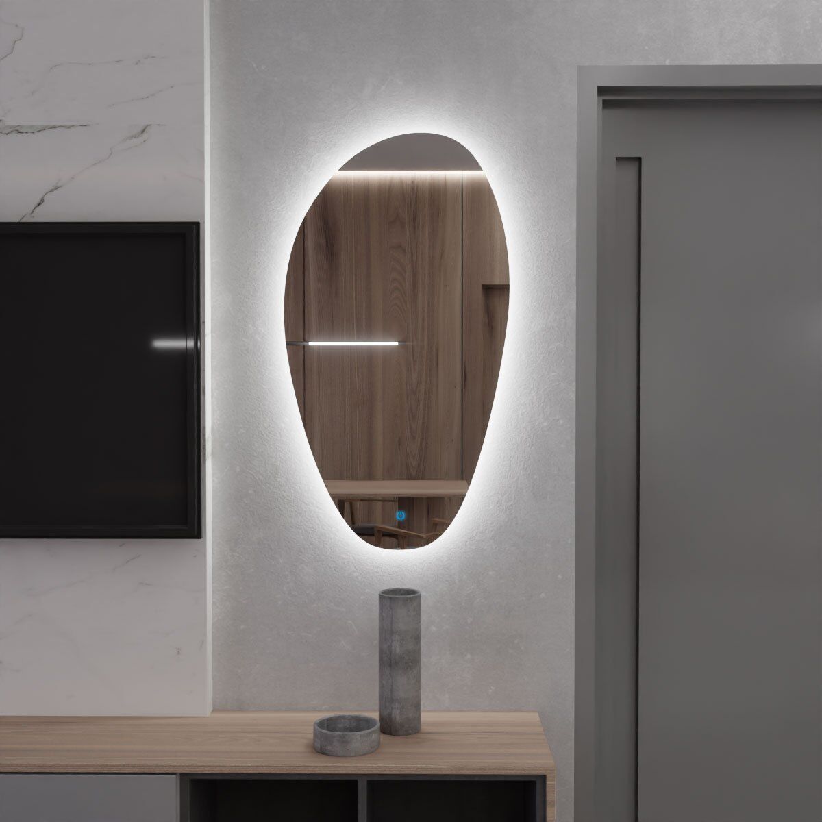 Espelho Orgânico com LED e Touch 70x50cm 2 Espelho_Organico_50X70_4000K_Touch