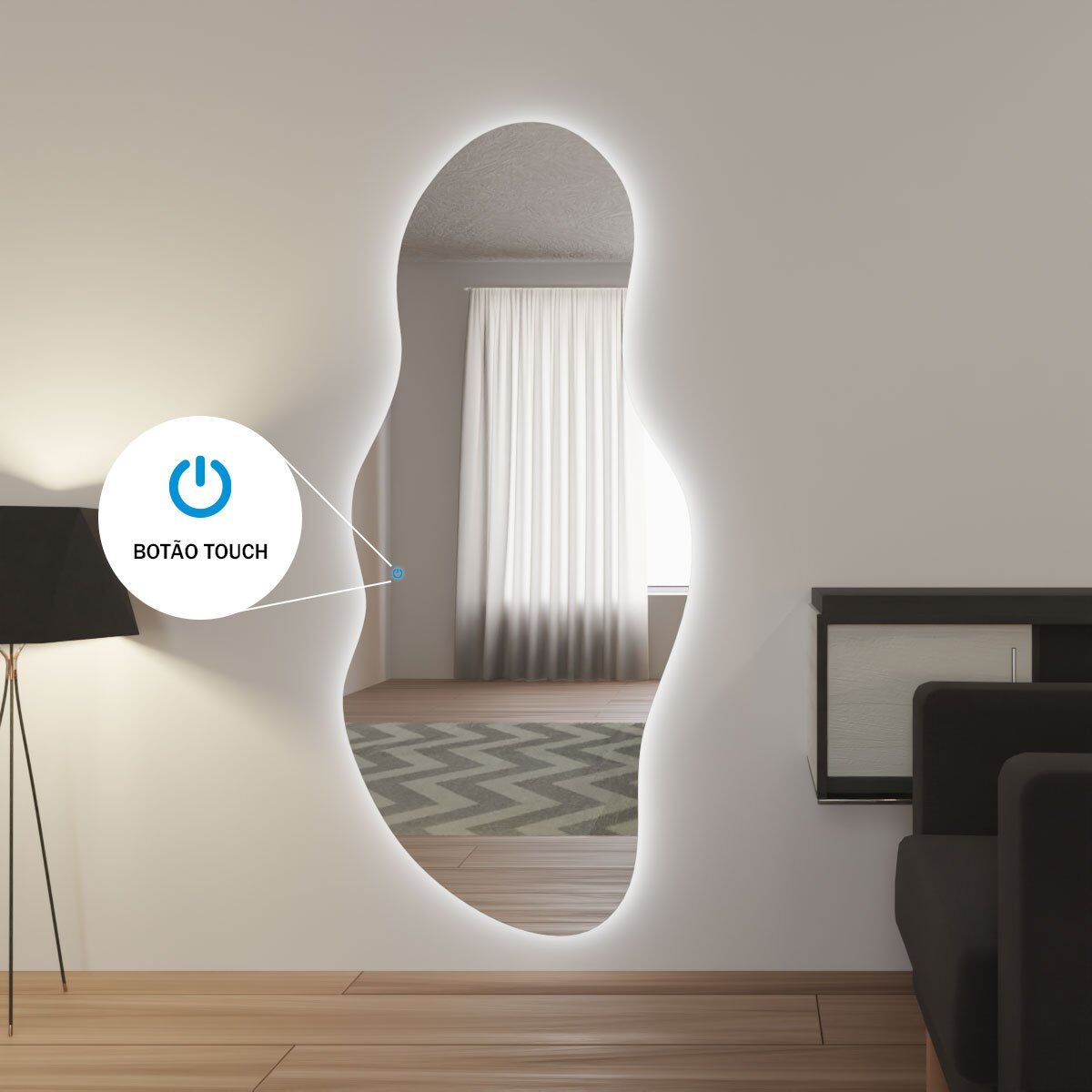Espelho Grande Orgânico com Led e Touch 60×170 cm 7 Espelho_Organico_60X170_Touch