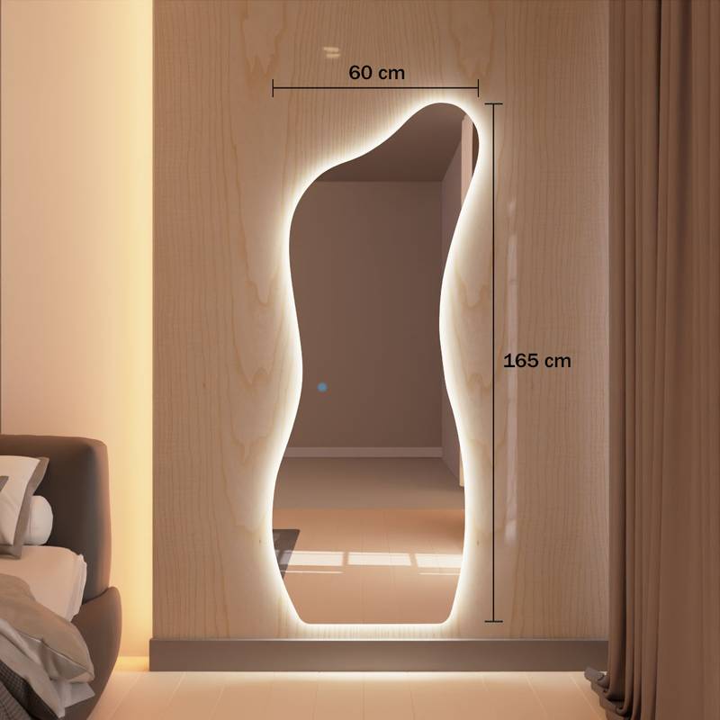 Espelho Grande Orgânico com Led e Touch 60x165cm 6 Espelho Grande Orgânico Com Led E Touch 60X165Cm Medidas