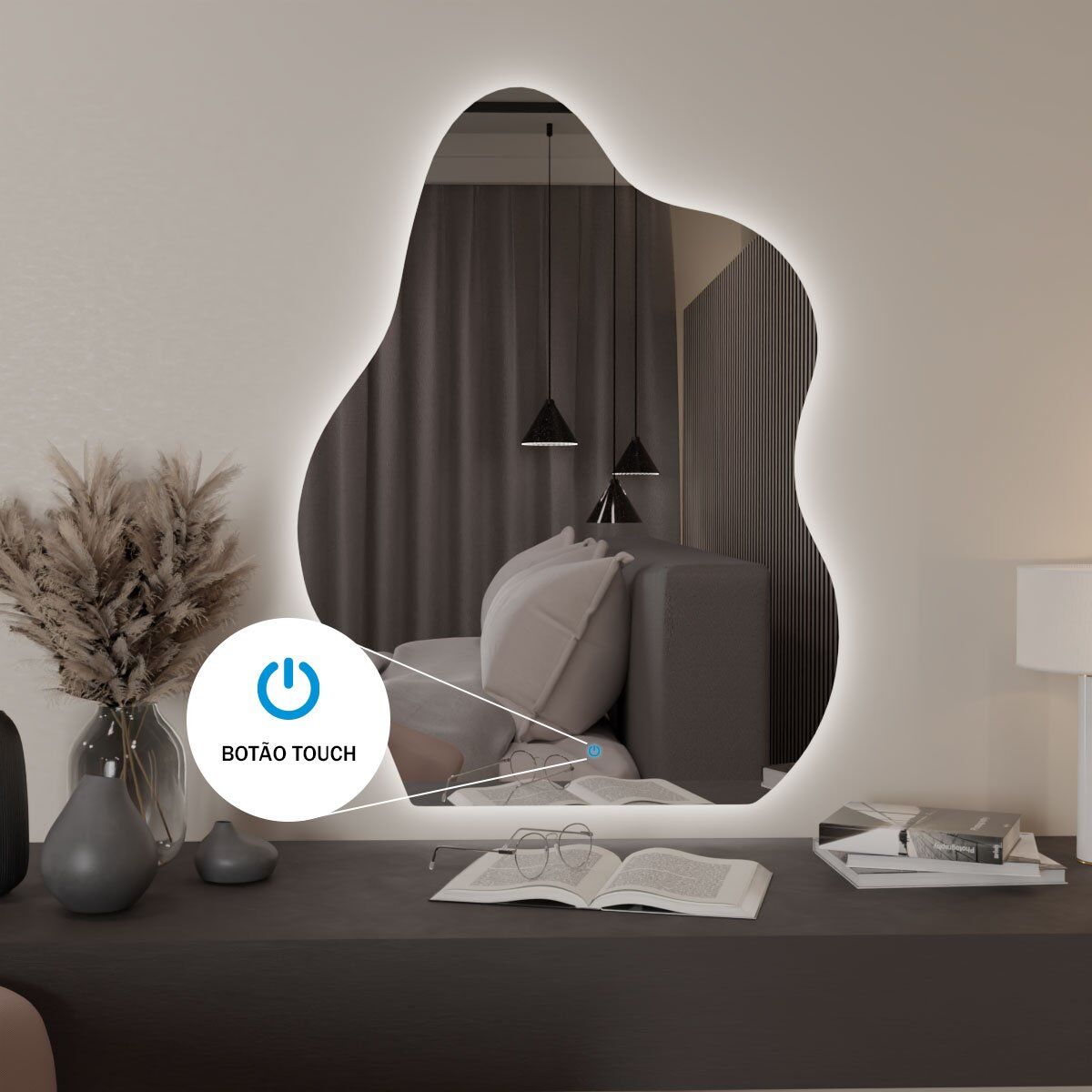 Espelho Orgânico com Led e Touch 70x80 cm 7 Espelho_Organico_70X90_Touch