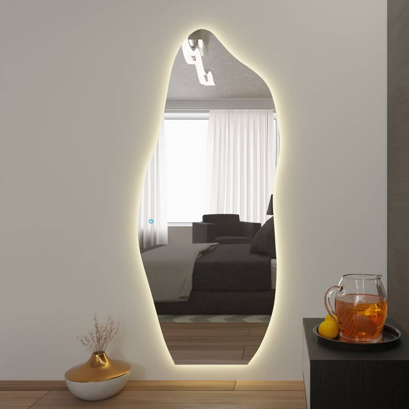 Espelho Grande Orgânico com Led e Touch 70x170cm 2 Espelho Grande Orgânico Com Led E Touch