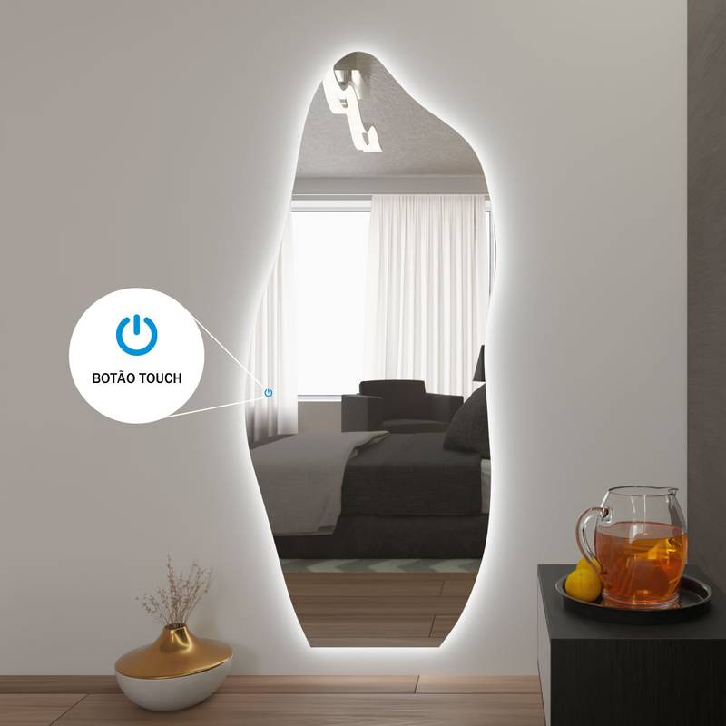 Espelho Grande Orgânico Com Led E Touch