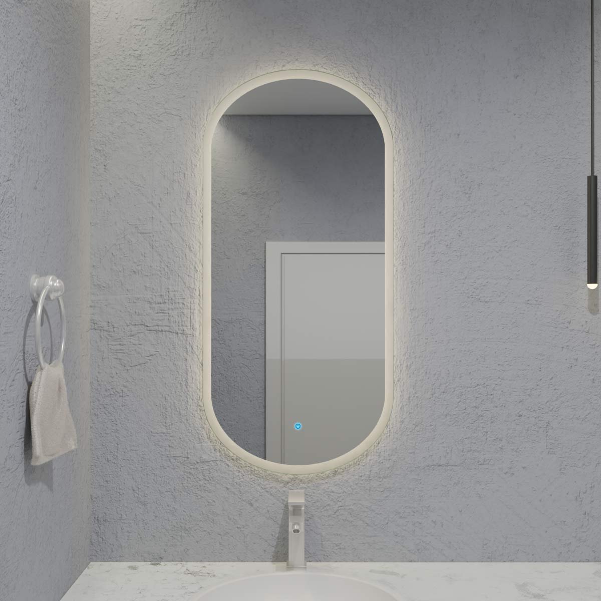 Espelho Capsula com Led e Touch 50x100 cm 4 Espelho_Capsula_50X100_Frente_3000K