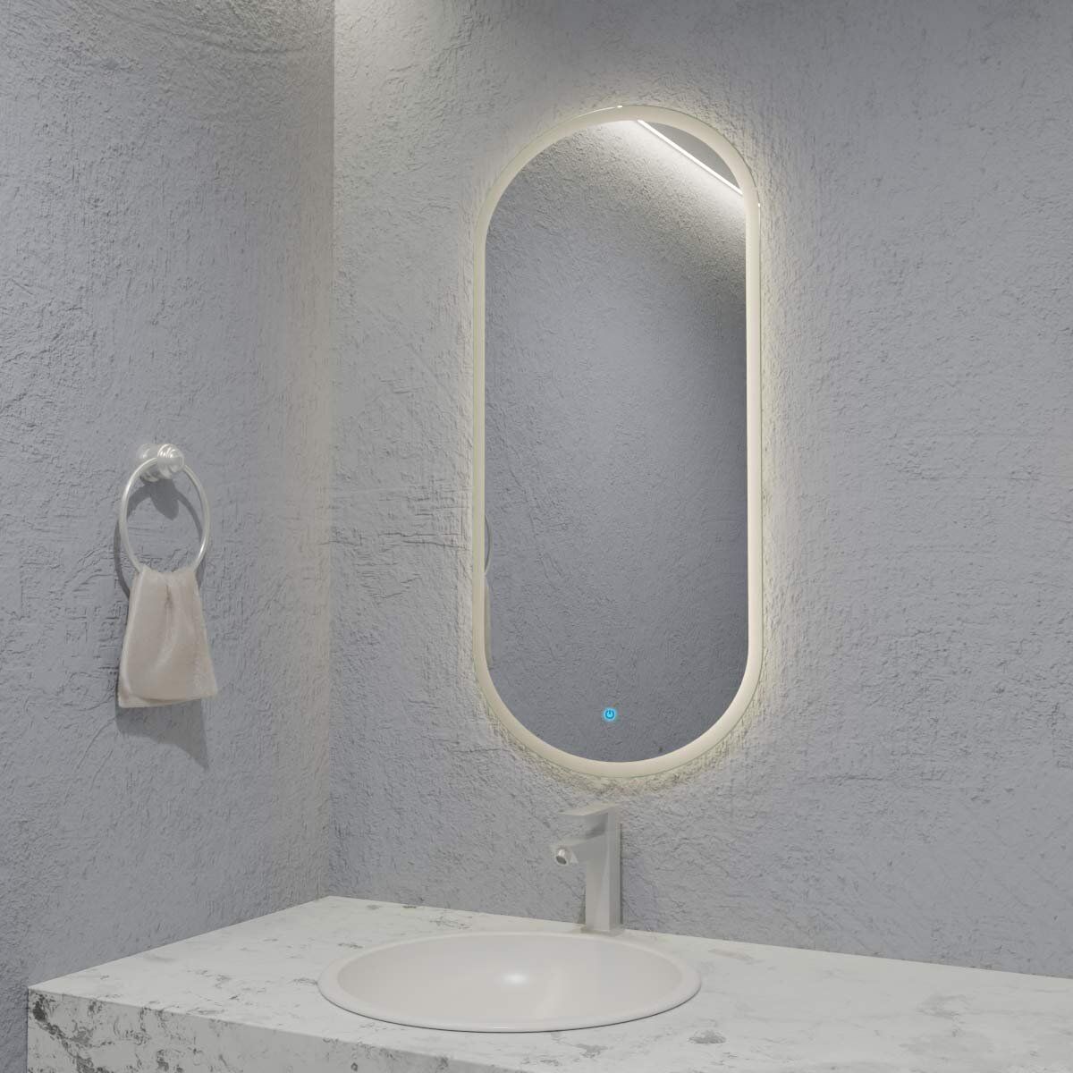 Espelho Capsula com Led e Touch 50x100 cm 2 Espelho_Capsula_50X100_Lado_3000K