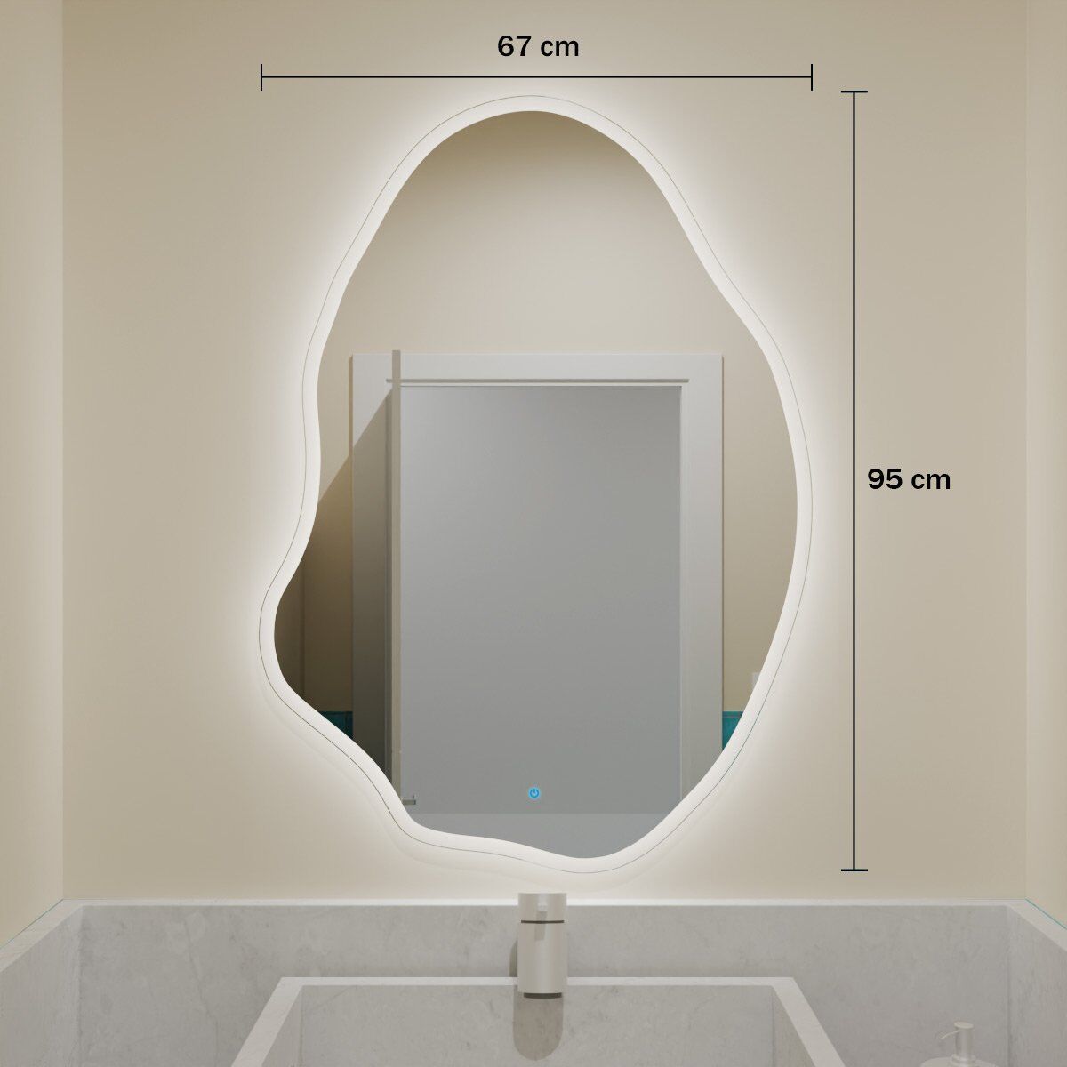 Espelho Grande Orgânico com Led e Touch 70x95cm 7 Espelho_Organico_70X95_Medidas