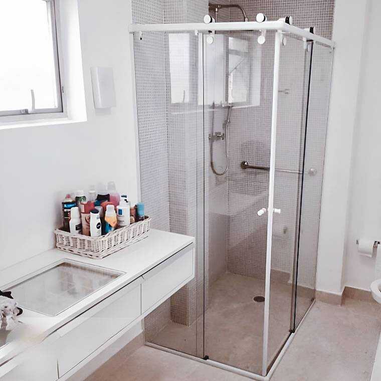 Box de Vidro para Banheiro Elegance Encanto 12 Box De Banheiro Modelo Elegance Canto Branco