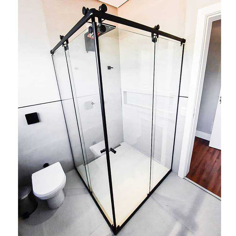Box de Vidro para Banheiro Elegance Encanto 5 Box De Banheiro Modelo Elegance Canto Preto