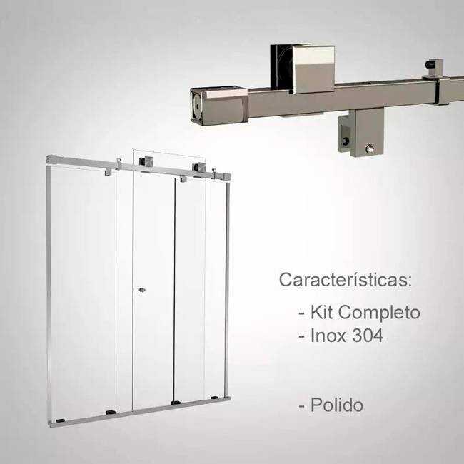Box de Vidro para Banheiro Quadratto 6 Box De Banheiro Modelo Quadratto Inox Polido Cromado