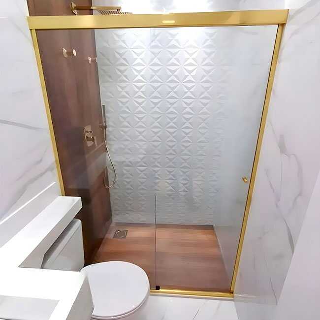 Box de Vidro para Banheiro Modelo Reto 6 Box De Banheiro Modelo Reto Dourado