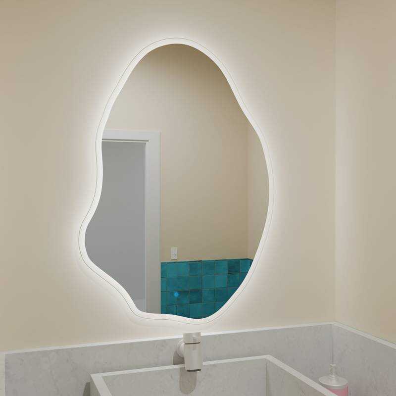 Espelho Grande Orgânico Com Led E Touch 70X95Cm