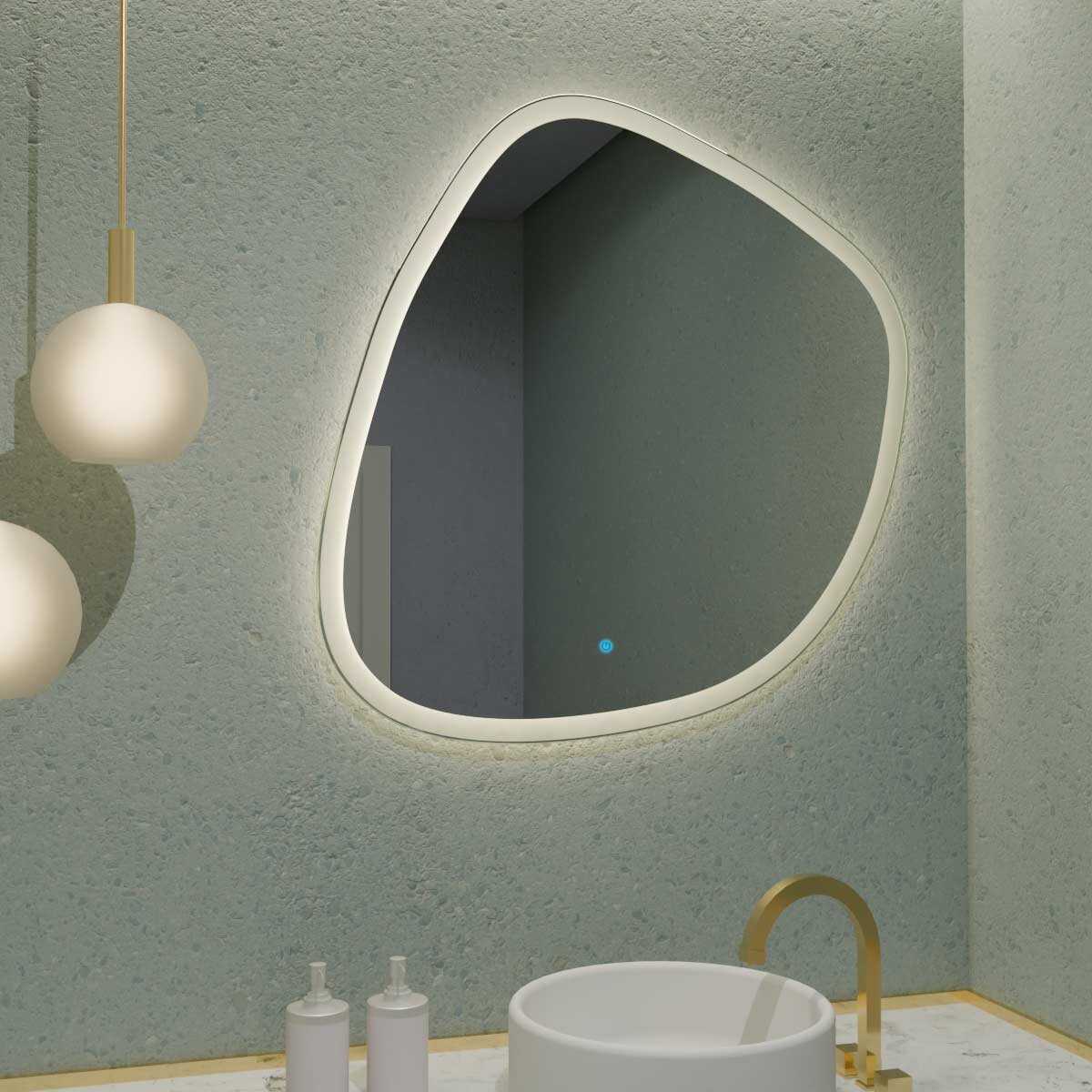 Espelho Orgânico com Led e Touch 85x90cm 2 Espelho_Organico_85X90_Lado_3000K