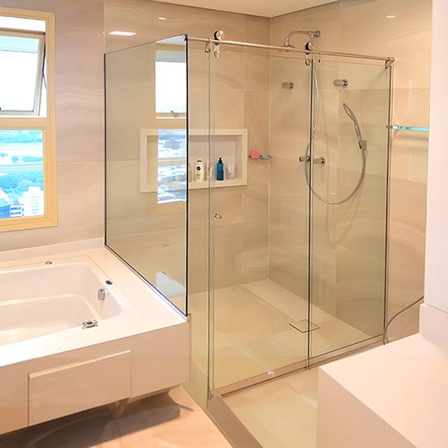 Box de Vidro para Banheiro Lumine Trilho Redondo 1 Box De Vidro Para Banheiro Lumine Trilho Redondo