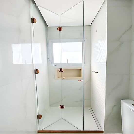 Box de Vidro para Banheiro modelo Flex 3 Box De Banheiro Modelo Flex Rose Gold