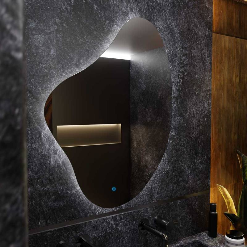 Espelho Grande Orgânico Com Led E Touch