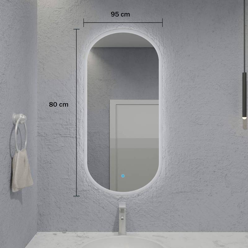 Espelho Capsula com Led e Touch 50x100 cm 7 Espelho_Capsula_50X100_Medidas_4000K