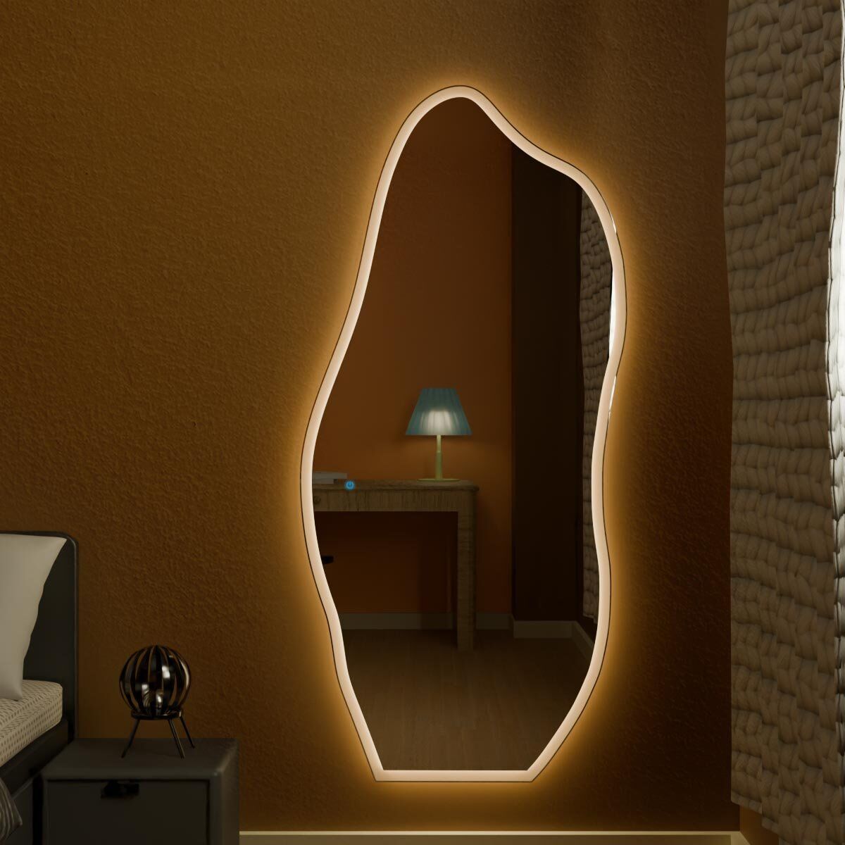 Espelho Grande Orgânico com Led e Touch 80x170cm 4 Espelho_Organico_80X170_Frente_3000K