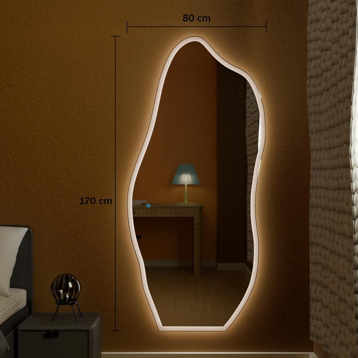 Espelho Grande Orgânico com Led e Touch 80x170cm 7 Espelho_Organico_80X170_Medidas.