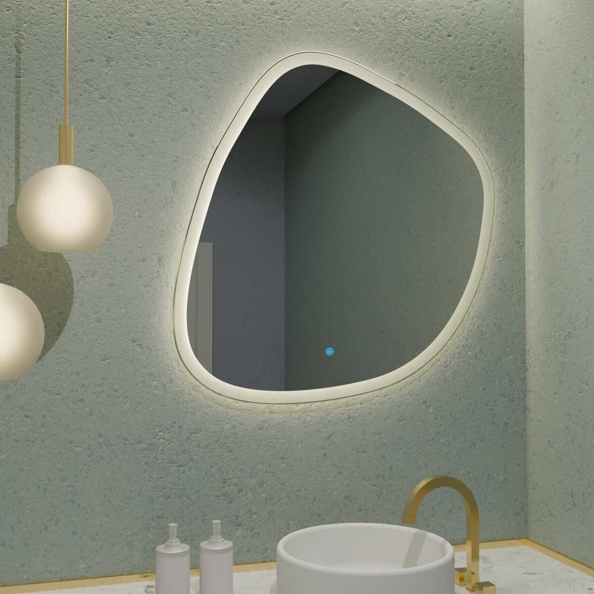 Espelho Orgânico com Led e Touch 85x90cm 2 Espelho_Organico_85X90_Lado_3000K