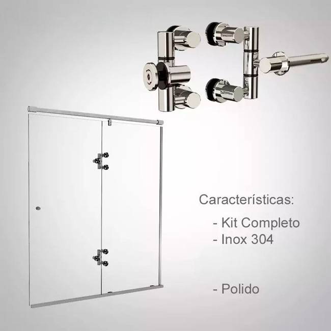 Box de Vidro para Banheiro Cristal 4 Box De Banheiro Modelo Cristal Inox Polido Cromado